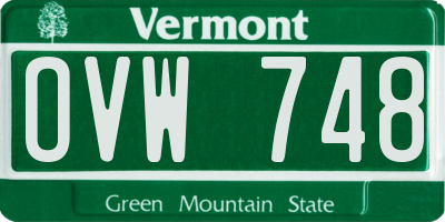 VT license plate OVW748
