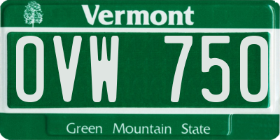 VT license plate OVW750