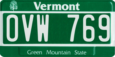 VT license plate OVW769