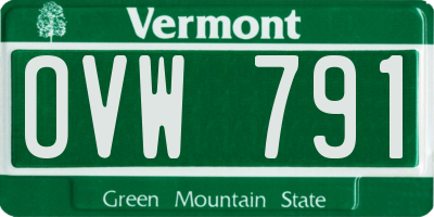 VT license plate OVW791