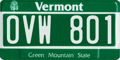 VT license plate OVW801