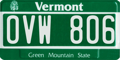 VT license plate OVW806