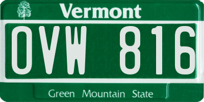 VT license plate OVW816