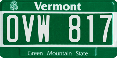 VT license plate OVW817