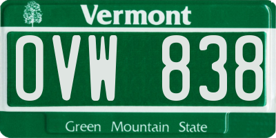 VT license plate OVW838