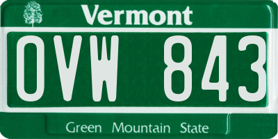 VT license plate OVW843
