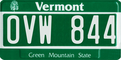VT license plate OVW844