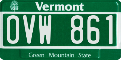 VT license plate OVW861