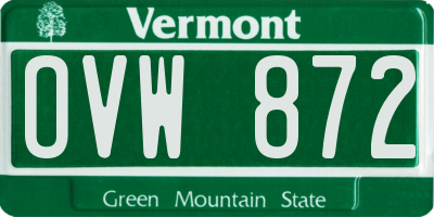 VT license plate OVW872
