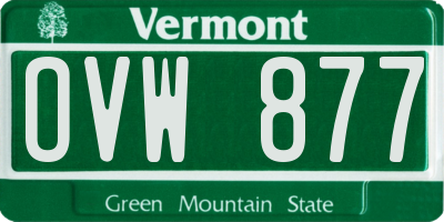 VT license plate OVW877