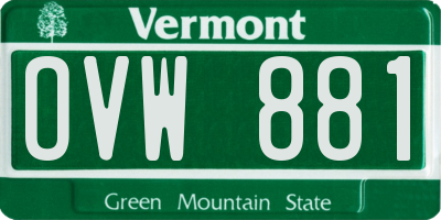 VT license plate OVW881