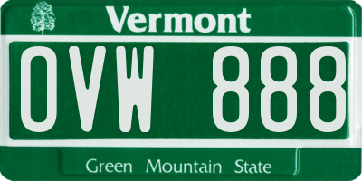 VT license plate OVW888