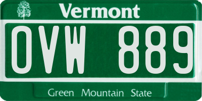 VT license plate OVW889