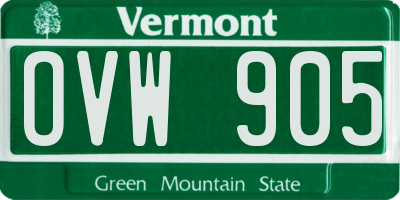 VT license plate OVW905