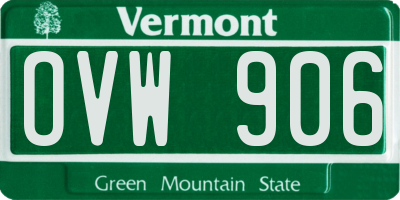 VT license plate OVW906