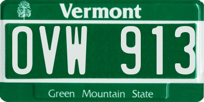 VT license plate OVW913