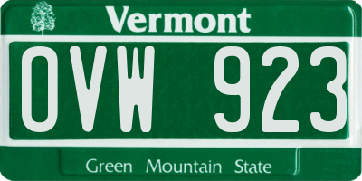 VT license plate OVW923