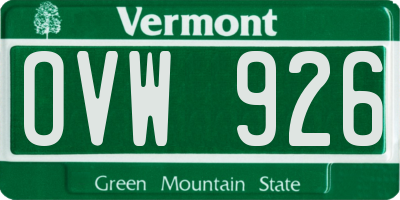 VT license plate OVW926