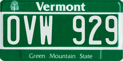 VT license plate OVW929