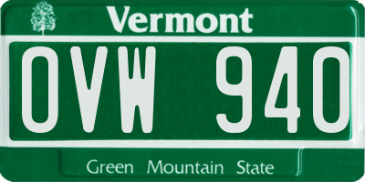 VT license plate OVW940