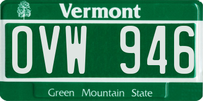 VT license plate OVW946