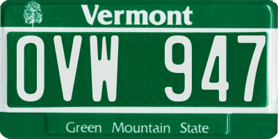 VT license plate OVW947