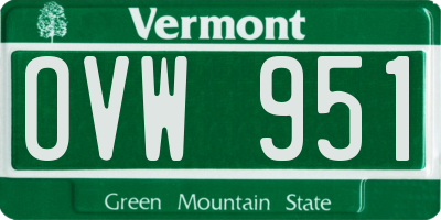 VT license plate OVW951