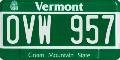 VT license plate OVW957