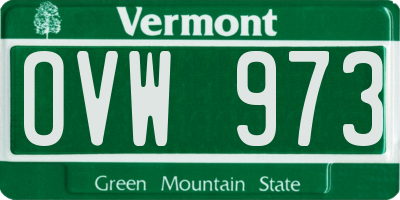 VT license plate OVW973