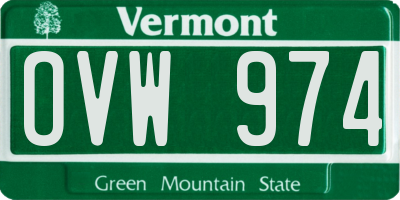 VT license plate OVW974