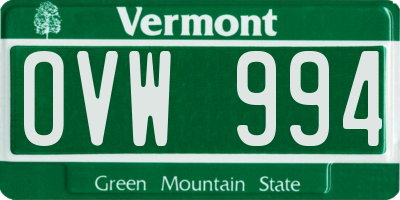 VT license plate OVW994