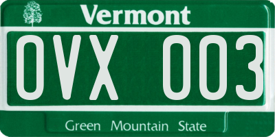 VT license plate OVX003