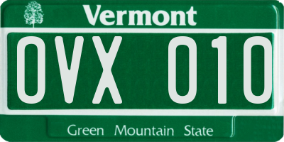 VT license plate OVX010