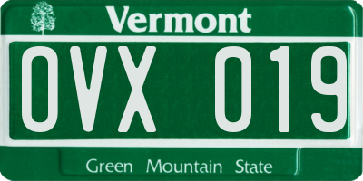 VT license plate OVX019
