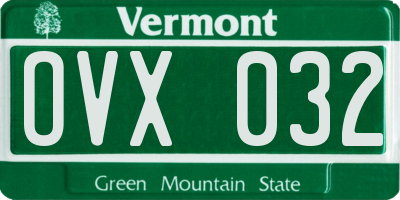 VT license plate OVX032