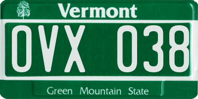 VT license plate OVX038
