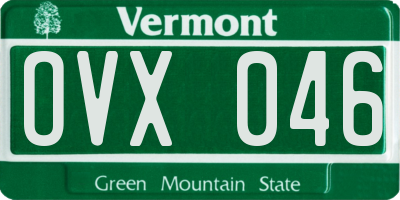 VT license plate OVX046