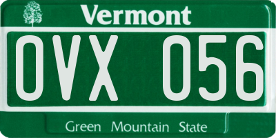 VT license plate OVX056