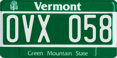 VT license plate OVX058