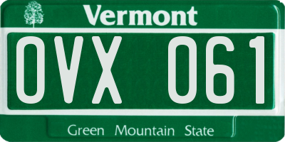 VT license plate OVX061