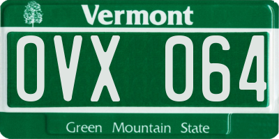 VT license plate OVX064