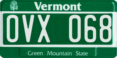 VT license plate OVX068