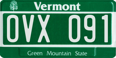 VT license plate OVX091
