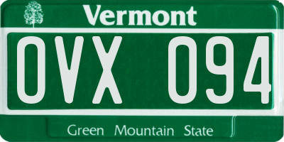 VT license plate OVX094