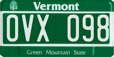 VT license plate OVX098