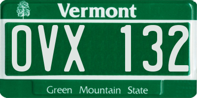 VT license plate OVX132