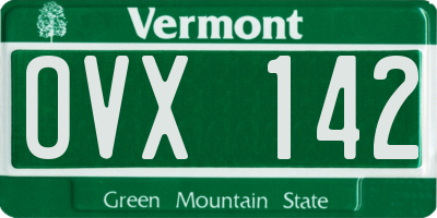 VT license plate OVX142