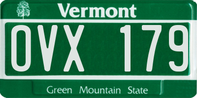VT license plate OVX179