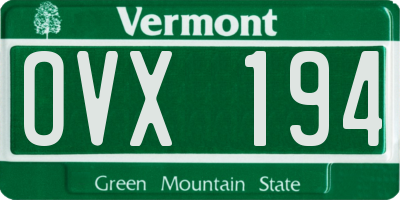 VT license plate OVX194