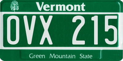 VT license plate OVX215